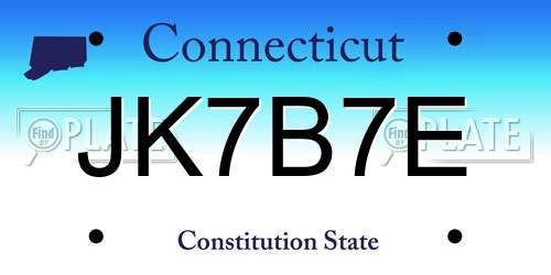 JK7B7E Connecticut License Plate