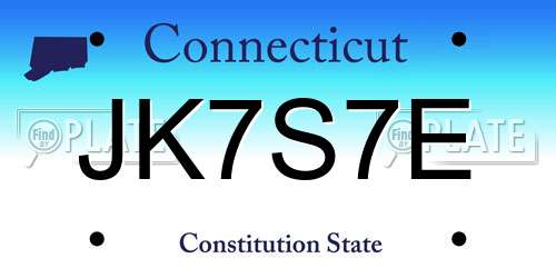JK7S7E Connecticut License Plate