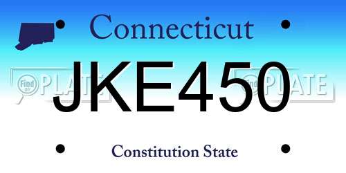 JKE450 Connecticut License Plate