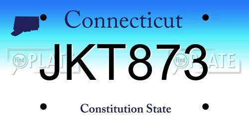JKT873 Connecticut License Plate