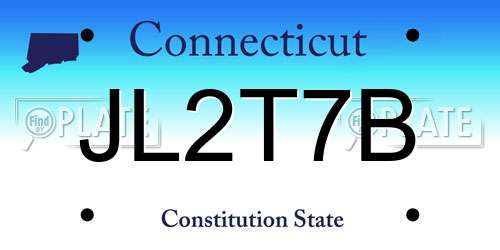 JL2T7B Connecticut License Plate