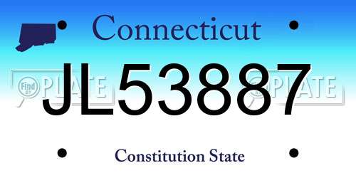 JL53887 Connecticut License Plate