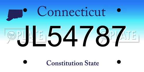 JL54787 Connecticut License Plate