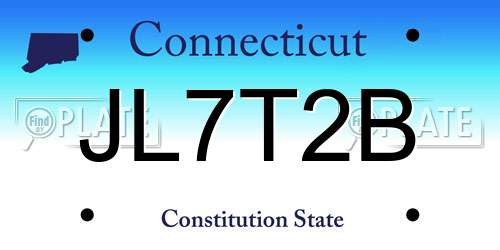 JL7T2B Connecticut License Plate