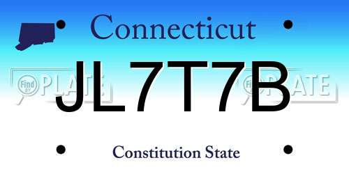 JL7T7B Connecticut License Plate