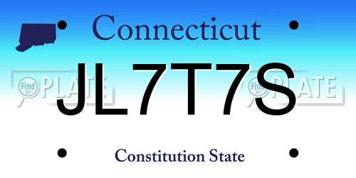 JL7T7S Connecticut License Plate