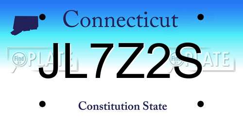 JL7Z2S Connecticut License Plate