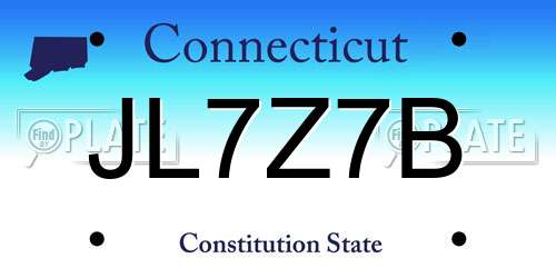 JL7Z7B Connecticut License Plate