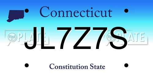 JL7Z7S Connecticut License Plate
