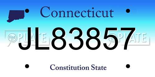 JL83857 Connecticut License Plate