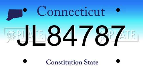JL84787 Connecticut License Plate
