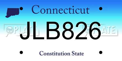 JLB826 Connecticut License Plate