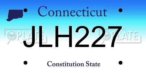 JLH227 Connecticut License Plate