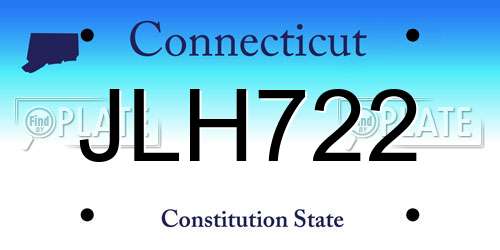 JLH722 Connecticut License Plate