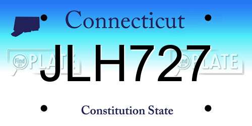 JLH727 Connecticut License Plate