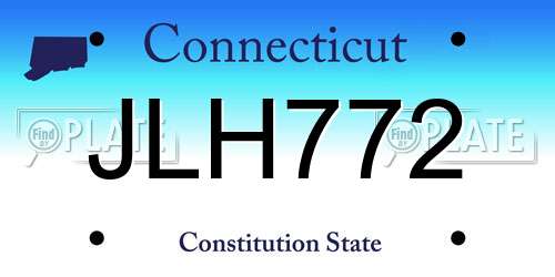 JLH772 Connecticut License Plate