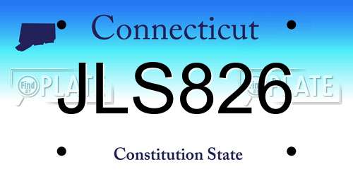 JLS826 Connecticut License Plate