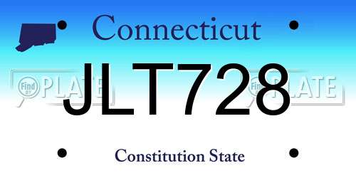 JLT728 Connecticut License Plate