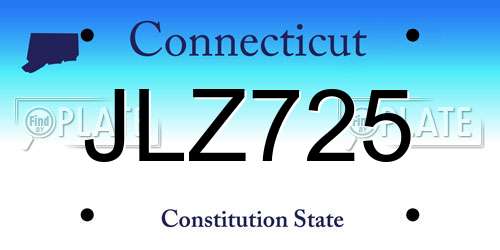 JLZ725 Connecticut License Plate