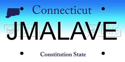 JMALAVE Connecticut License Plate