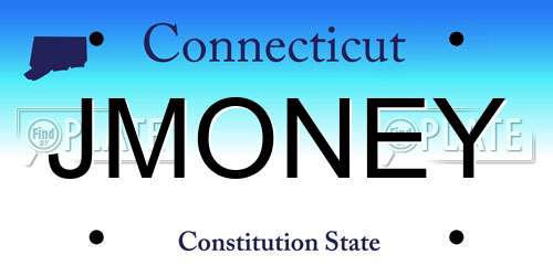 JMONEY Connecticut License Plate