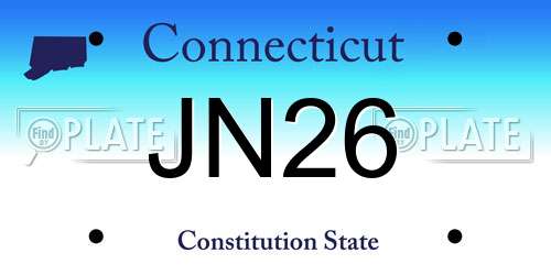 JN26 Connecticut License Plate