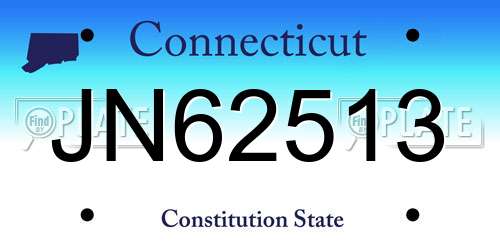 JN62513 Connecticut License Plate