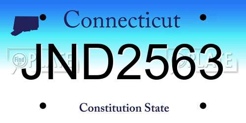 JND2563 Connecticut License Plate
