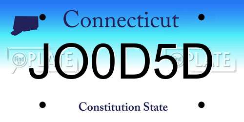 JO0D5D Connecticut License Plate
