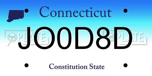 JO0D8D Connecticut License Plate