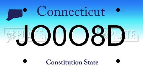 JO0O8D Connecticut License Plate