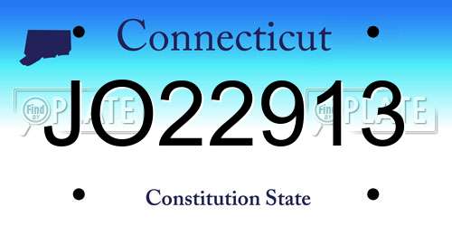 JO22913 Connecticut License Plate