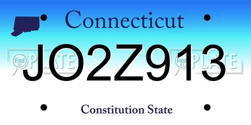 JO2Z913 Connecticut License Plate