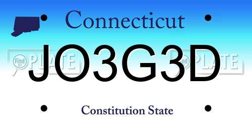 JO3G3D Connecticut License Plate