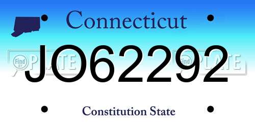 JO62292 Connecticut License Plate