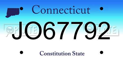 JO67792 Connecticut License Plate