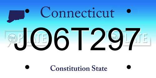 JO6T297 Connecticut License Plate