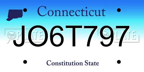 JO6T797 Connecticut License Plate