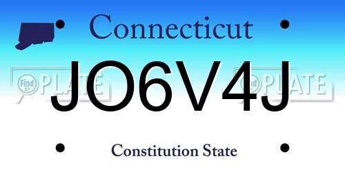 JO6V4J Connecticut License Plate