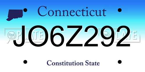 JO6Z292 Connecticut License Plate