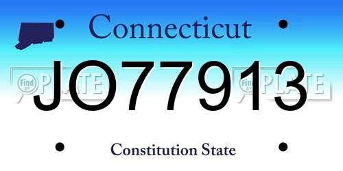 JO77913 Connecticut License Plate