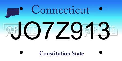 JO7Z913 Connecticut License Plate