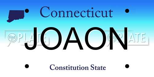 JOAON Connecticut License Plate