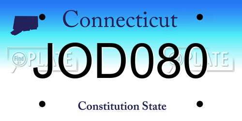 JOD080 Connecticut License Plate