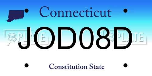 JOD08D Connecticut License Plate