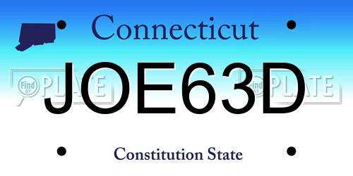 JOE63D Connecticut License Plate