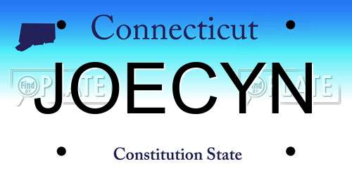 JOECYN Connecticut License Plate