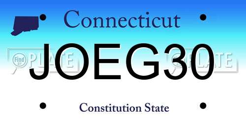 JOEG30 Connecticut License Plate
