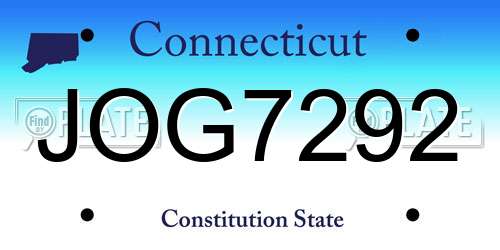 JOG7292 Connecticut License Plate