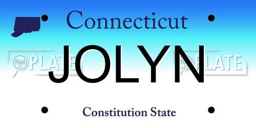 JOLYN Connecticut License Plate